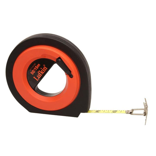 3/8" x 15m/50' Speedwinder® SAE/Metric Yellow Clad Dual Sided Long Steel Tape Measure - BuildNexa FZE