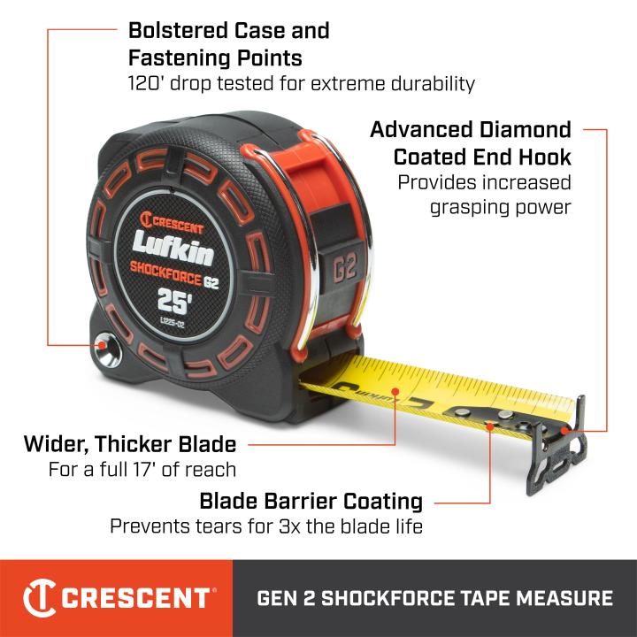 1-1/4" x 25' Shockforce™ G2 Tape Measure - BuildNexa FZE