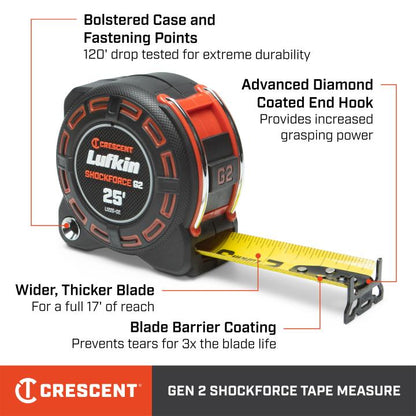 1-1/4" x 25' Shockforce™ G2 Tape Measure - BuildNexa FZE