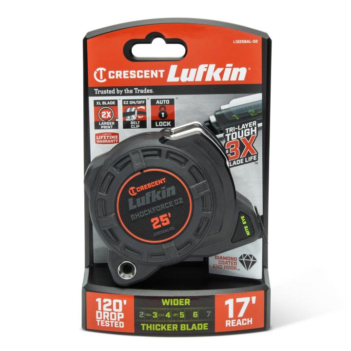 1-1/4" x 25' Shockforce Nite Eye™ G2 Auto-Lock Tape Measure - BuildNexa FZE