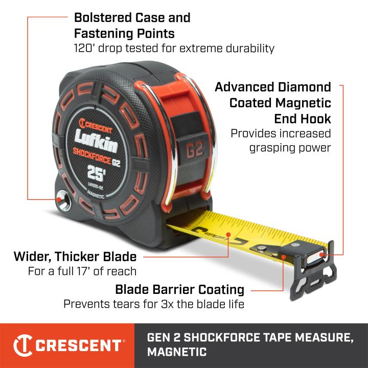 1-1/4" x 25' Shockforce™ G2 Magnetic Tape Measure - BuildNexa FZE