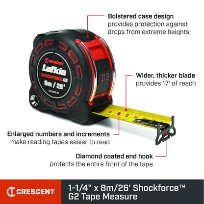 1-1/4" x 8m/26' Shockforce™ G2 Tape Measure