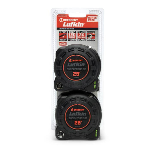 1-1/4" x 25' Shockforce Nite Eye™ G2 Tape Measure - 2 Pack